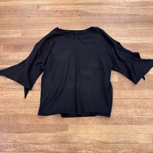 Jarbo Women's Black Slit Tie Sleeve Top - Size L
 b83